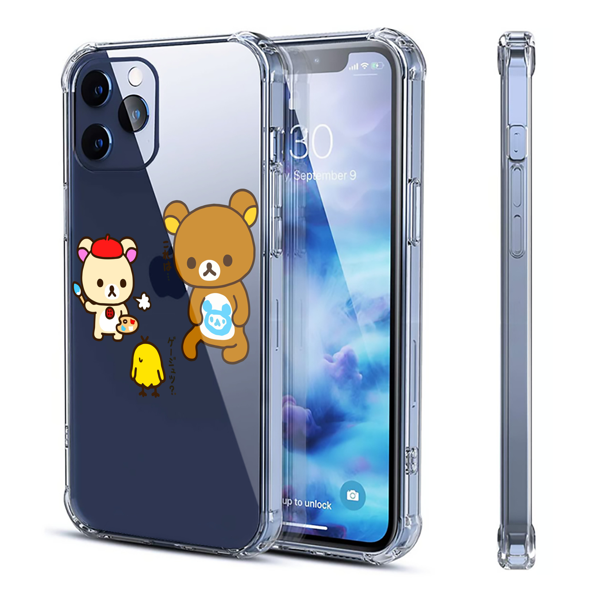 （画像用） リラックマ リラックマ キイロイトリ Rilakkuma Korilakkuma Kiiroitori 【iPhone 12シリーズ対応】透明スマホケース（クリアソフトケース）